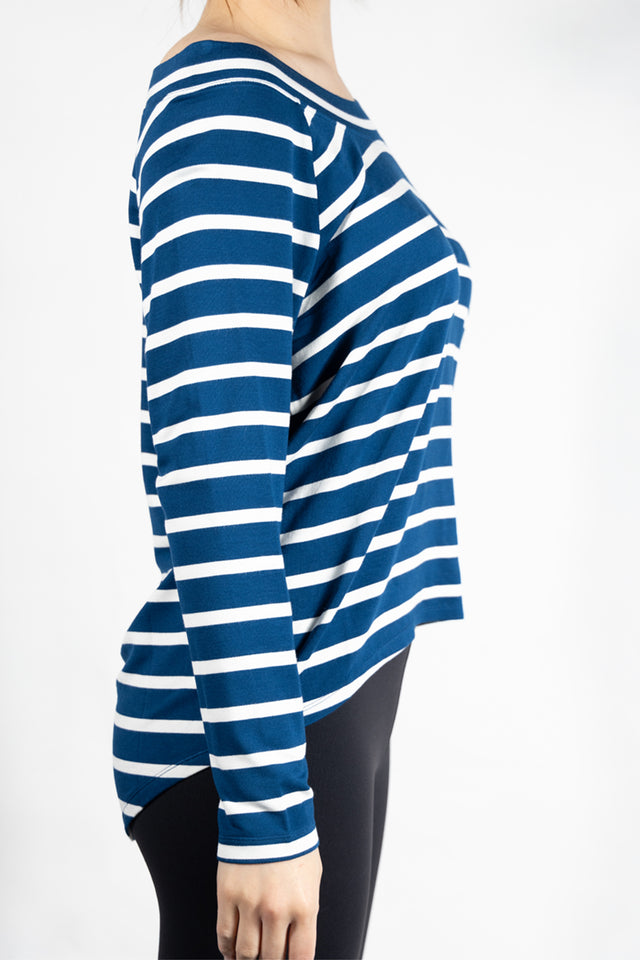 Luciana Striped Wide Collar Long Sleeve